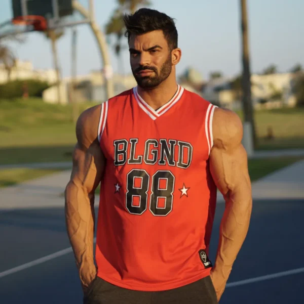 BLGND Basketball style gym tanktop red