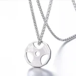 Barbell Plate Pendant Necklace silver