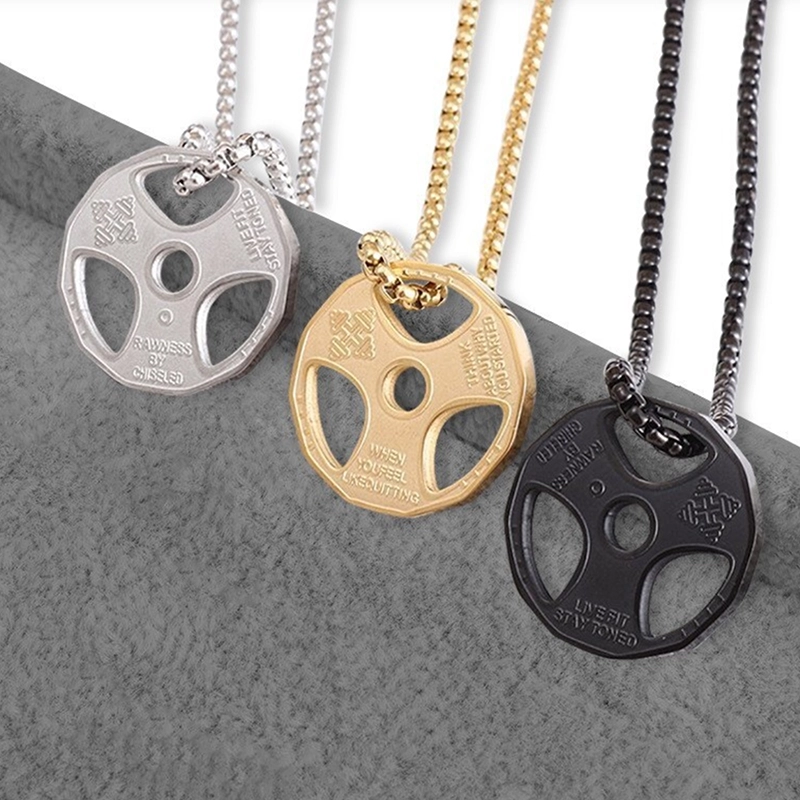 Barbell Plate Pendant Necklace