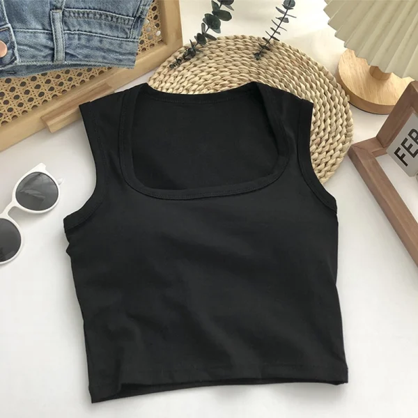 Square Neck Gym Tops black