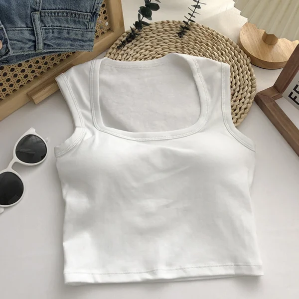 Square Neck Gym Tops white