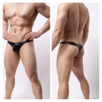 Men Bodybuilding Posing Patent Leather Thong black