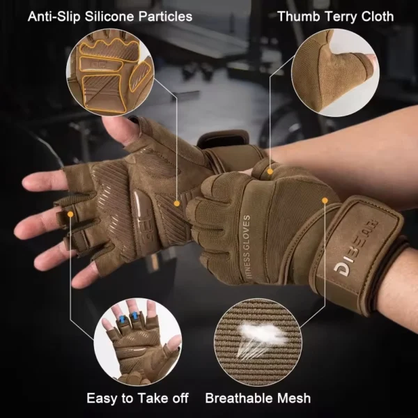 NEW Half Finger Gym Gloves With Wrist Support details