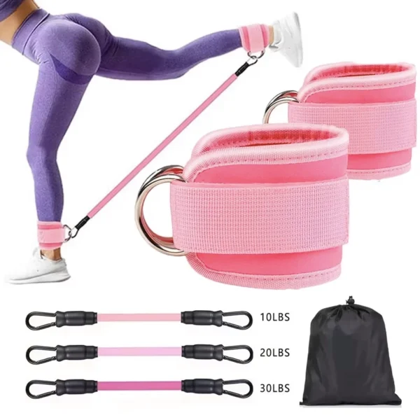 Premium Ankle Straps With 3 Resistance Bands Leg Butt Training Workout