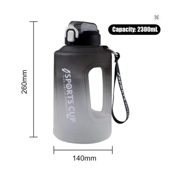 2300ML Large Capacity GYM Water Bottle Gradient black size
