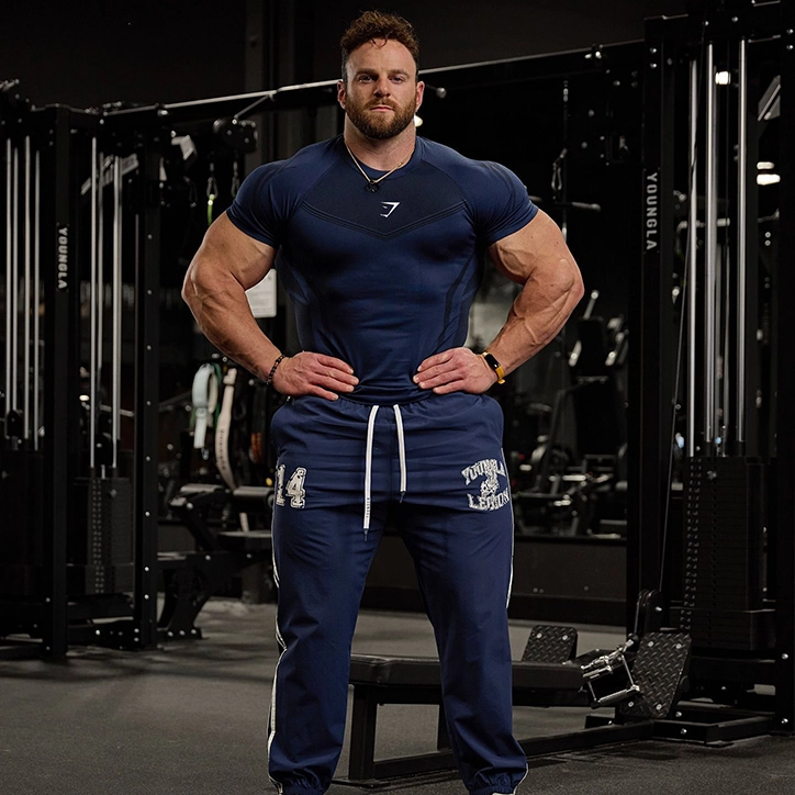 GYMSHARK Quick Dry Short Sleeve Men's T-Shirt blue1 GYMSHARK Quick Dry Short Sleeve Men's T-Shirt blue1