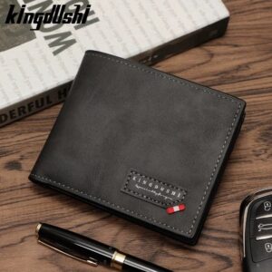 KINGDUSHI Men's Tri-fold Short Wallet